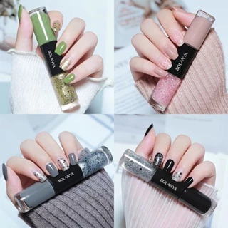 Sơn Móng Tay 2 Màu Bolanya 12ml Nude Đen Trắng Kim Tuyến Pastel Tím Trong