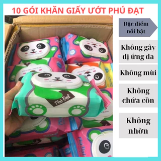 Combo 10 gói khăn giấy ướt phú đạt chính hãng gói 120 tờ không mùi dùng an toàn cho bé