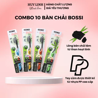 Combo 10 Bàn chải đánh răng Hàn Quốc BOSSI 921, Bàn chải than tre hoạt tính kháng khuẩn hàng loại 1 cao cấp