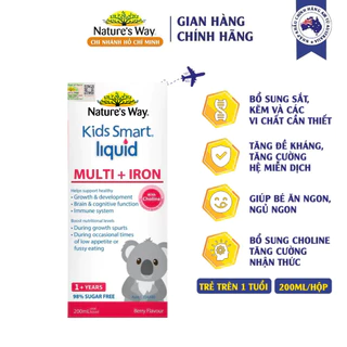 Siro Uống Nature's Way Kids Smart Liquid Multi + Iron Hỗ Trợ Nâng Cao Sức Đề Kháng Cho Trẻ 200ml