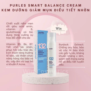 [Hàng Cty] Kem dưỡng Purles 132 SMART BALANCE CREAM giảm mụn điều tiết dầu - Wincosmetic