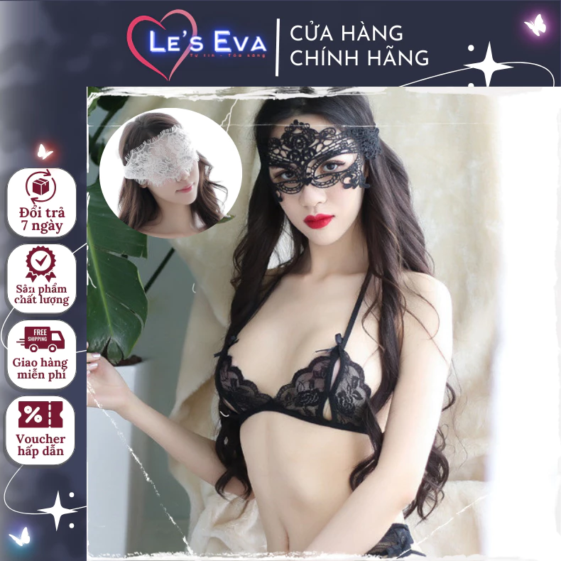 Mặt nạ bịt mắt LE'S EVA ren gợi cảm, quyến rũ phụ kiện cosplay hai màu ma mị PK17, PK20 - LEEVA STORE