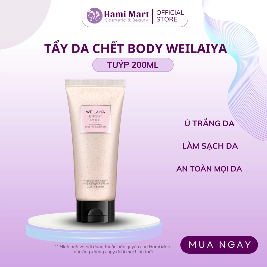 Tẩy Da Chết Body Ủ Trắng Vỏ Hồ Đào Weilaiya Tuýp 200g