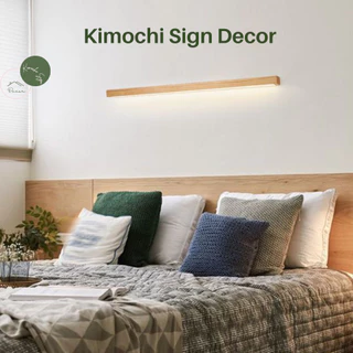 Đèn trang trí tường decor phòng khách, đèn gắn hắt tường bằng gỗ thông Kimochi Sign