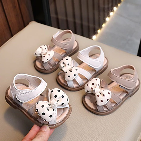 Dép sandal đính nơ chấm bi siêu xinh cho bé gái da mềm đế êm chân sz 15-25 cho bé 0-5 tuổi