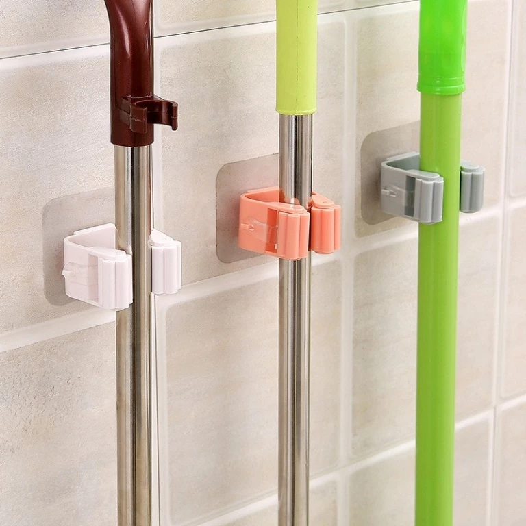 Móc Treo Chổi dán ốp tường Móc ốp tường Kẹp Giữ đồ vật dùng để lau Nhà Đa Năng