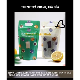 Túi zip đựng trà sữa, trà chanh size 400-480ml, nước ép hoa quả