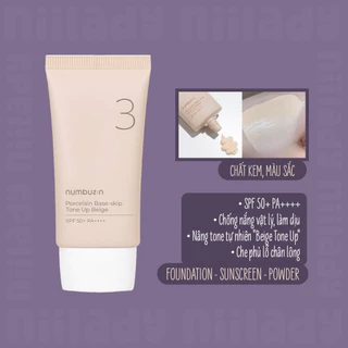 (HSD 22/8/2026) Chống nắng Numbuzin Porcelain Base-skip Tone Up Beige