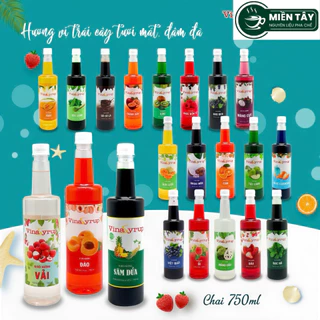 Siro hương trái cây VINASYRUP chai 750ml - Syrup nguyên liệu làm trà trái cây và pha chế