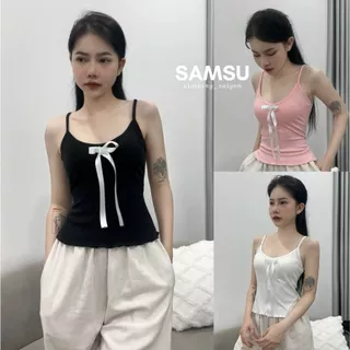 Áo 2 dây nữ đính nơ nhiều màu phong cách Hàn Quốc đơn giản dễ phối đồ hai dây Samsu.clothing_Saigon