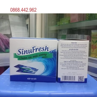 Muối rửa mũi xoang - Sinufresh của Cát Linh - hộp 50 gói hỗn hợp muối biển nano - vệ sinh mũi, giảm nghẹt mũi