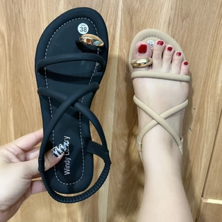 Giày Sandal nữ dây mảnh chéo xỏ ngón cực xinh trẻ trung, Giày quai hậu nữ xăng-đan mẫu mới