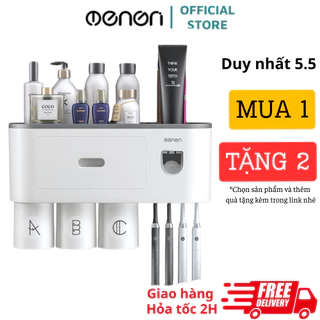 Bộ Nhả Kem Đánh Răng Tự Động OENON Chính Hãng Cao Cấp Kệ Để Đồ Phòng Tắm Hộp Đựng Bàn Chải Dán Tường