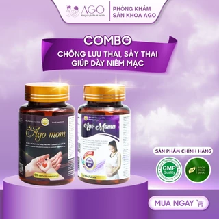 Combo 2 lọ Ago Mom và Ago Mama chống lưu sẩy thai, ổn định nội tiết, dày niêm mạc, chuẩn bị có bé - Chính hãng AGO