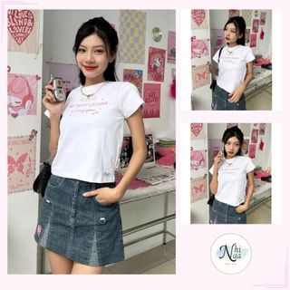 Áo thun Baby Tee NhiNaa Store in họa tiết chữ đơn giản A5658