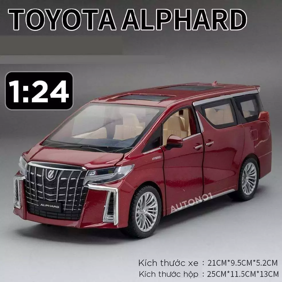 Mô hình xe Toyota Alphard 2022 full open - full kính - đánh lái được tỉ lệ 1:24 Metal Model OT441