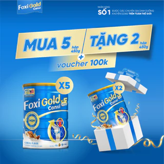 Foxi Gold Canxi x5 nhập Mỹ 450g/Lon, Sữa hạt xương khớp hương vị Ngũ Cốc, sữa bột thuần chay dễ uỗng dinh dưỡng gấp 5