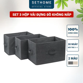 Set 3 hộp vải không nắp xuất Nhật SETHOME đựng đồ đạc đa năng trong nhà, quần áo sách vở đồ dùng cá nhân