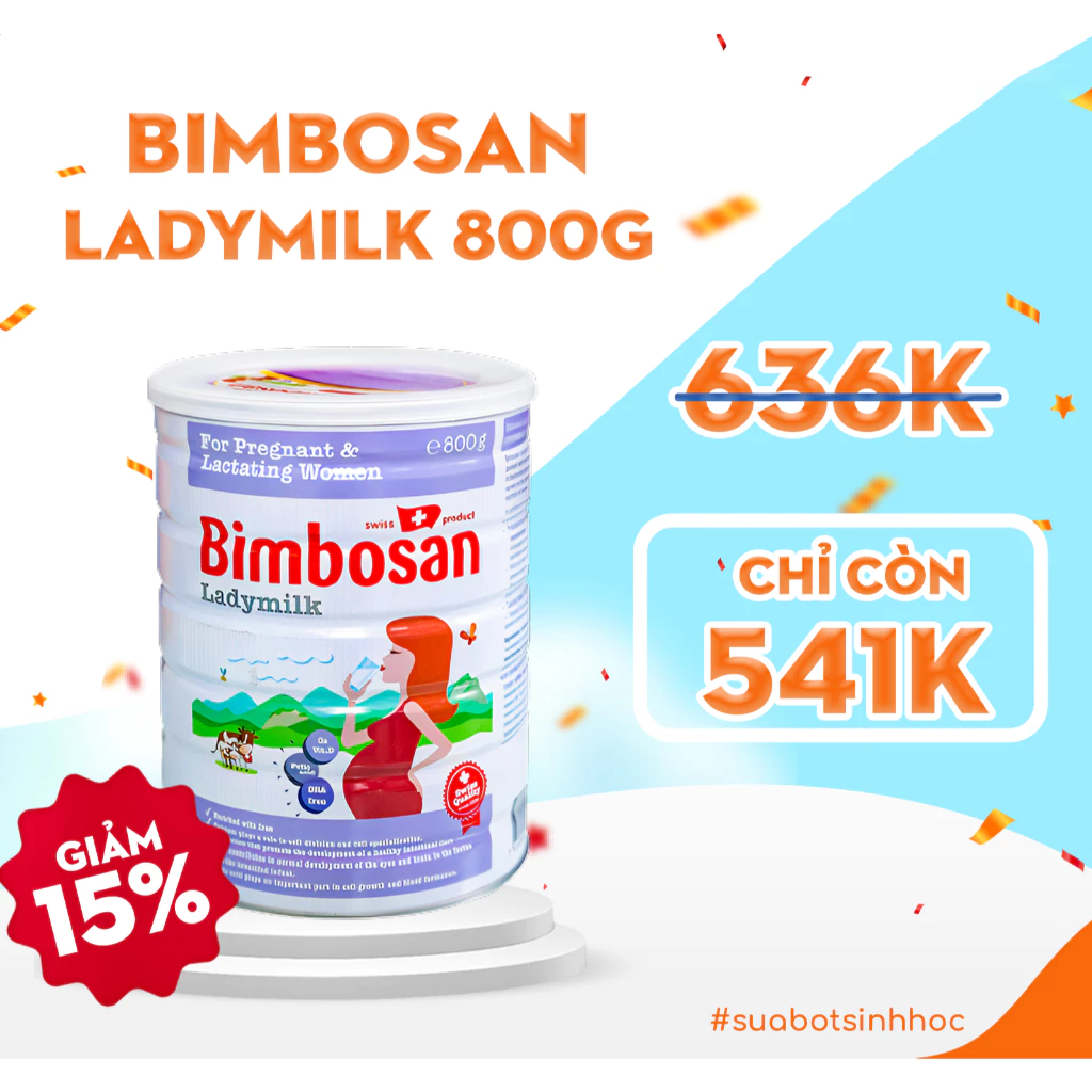 Sữa bầu Bimbosan Ladymilk nhập khẩu Thụy Sĩ 800g