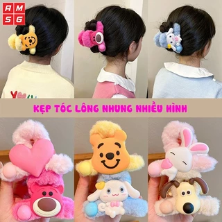 Kẹp Tóc Hoạt Hình Bằng Lông Nhung Dễ Thương Xinh Xắn Phong Cách Hàn Quốc