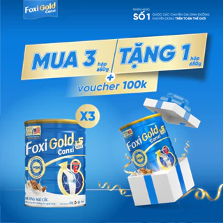 Combo 3 hộp Foxi Gold Canxi X5 nhập Mỹ 650g/Lon, sữa hạt xương khớp hấp thu gấp 5 lần Canxi. sữa bột thuần chay dễ uống