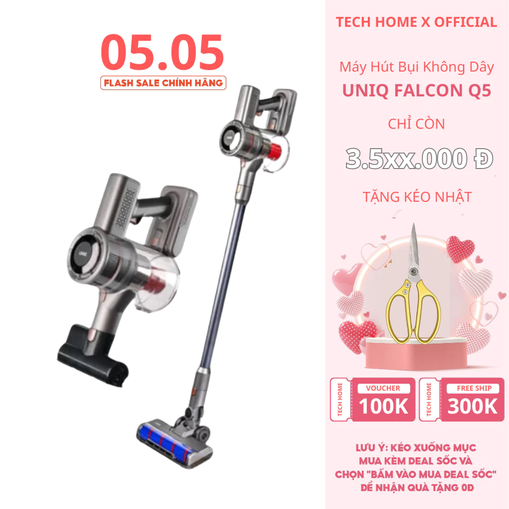 Máy Hút Bụi UNIQ Falcon Q5 Không Dây Cầm Tay Cao Cấp  - Bảo Hành 24 Tháng Chính Hãng