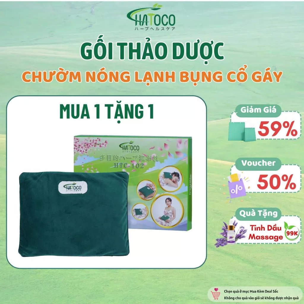 Túi Chườm Thảo Dược Hatoco Chườm Nóng Lạnh Đa Năng, Giảm Đau Mỏi Cổ Vai Gáy, Giảm Căng Cứng Cơ