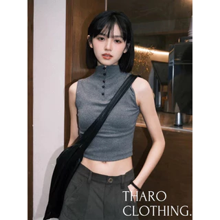 Áo Tanktop Cổ Cao Đính Nút - Tharo Clothing [AO00184]