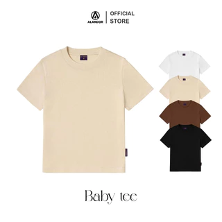 Baby tee trơn Alandor form fit ôm body tay ngắn cổ tròn chất cotton 100% co dãn 2 chiều nhiều màu basic