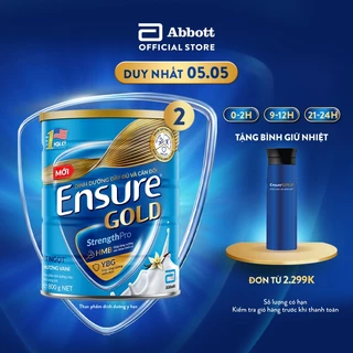 Combo 2 Sữa bột Ensure Gold Abbott ít ngọt (HMB) 850g/800g/lon