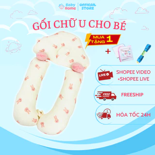 Gối chữ U cho bé sơ sinh HABU chống giật mình chống méo đầu gối chữ U  chất cotton mềm mịn bông 3D không xẹp lún