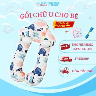 Gối chữ U cho bé sơ sinh chất cotton HABU chống giật mình chống méo đầu gối chữ U bông 3D không xẹp lún bé ngủ ngon