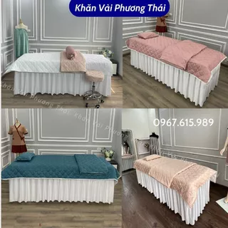 Tấm phủ giường spa, tấm trải giường cotton trần bông, drap giường Spa, nail mi KT 110*220cm