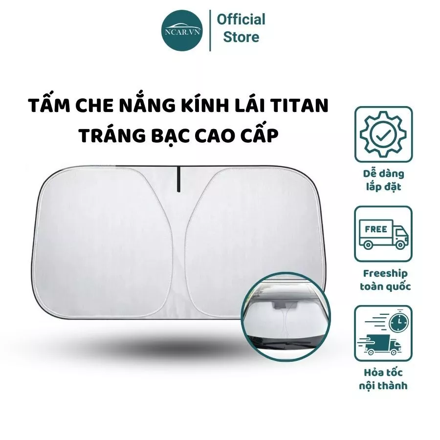 Tấm Che Nắng, Chắn Nắng Kính Lái Trong Titan Tráng Bạc, Chống Nắng, Chống Nóng, Có Thể Gấp Gọn