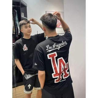 Áo Thun MLB LA Unisex Cotton Cao Cấp Cổ Tròn Form Rộng Co Dãn 4 Chiều Định Lượng 250GSM