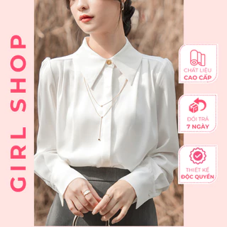 Áo Sơ Mi Nữ Trơn chất lụa dài tay công sở GIRLSHOP - SM26