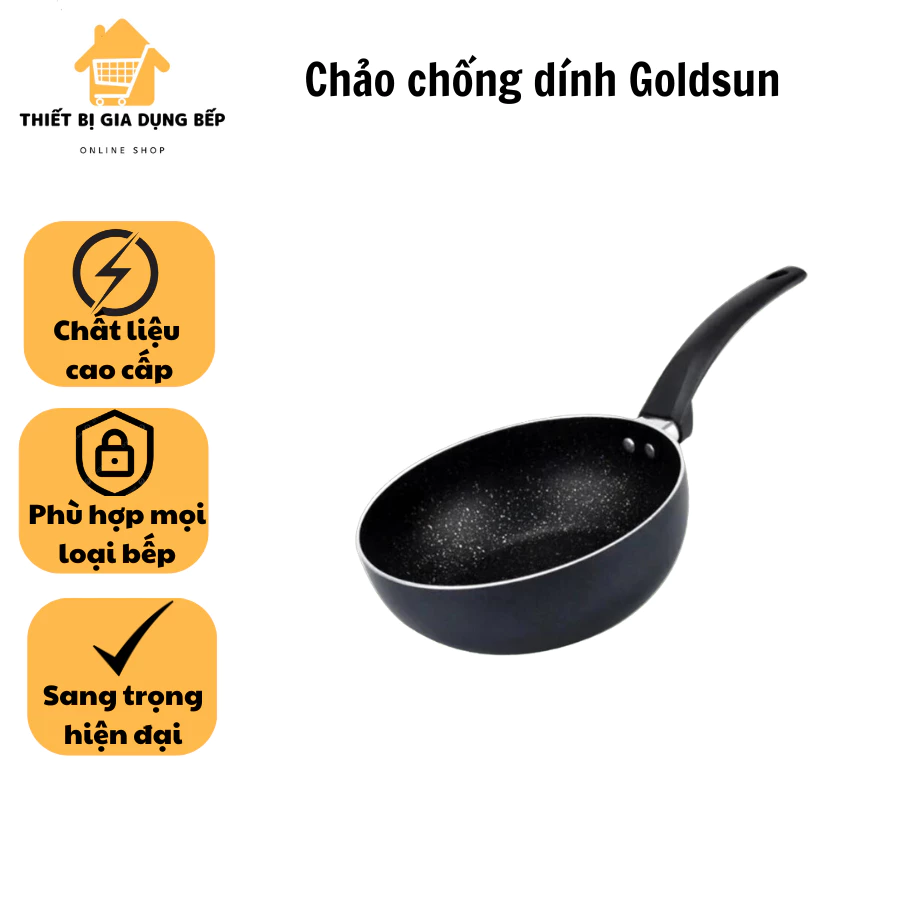 Chảo chống dính Goldsun lòng sâu lớp chống dính bền đẹp an toàn, đáy từ phù hợp với mọi loại bếp