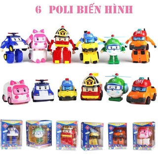 {Loại 1} Bộ 6 xe biến hình Robocar Poli phim hoạt hình Poli và những người bạn