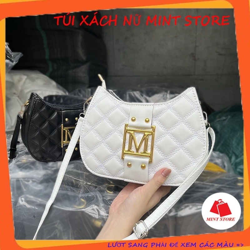 Túi xách nữ đeo vai Túi đeo chéo bán nguyệt khóa M thời trang thêu đẹp sang PK 715