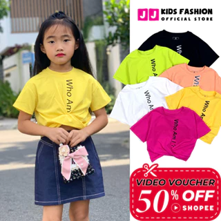 Áo thun cho bé gái croptop cộc tay cao cấp full size - JJ Kids Fashion