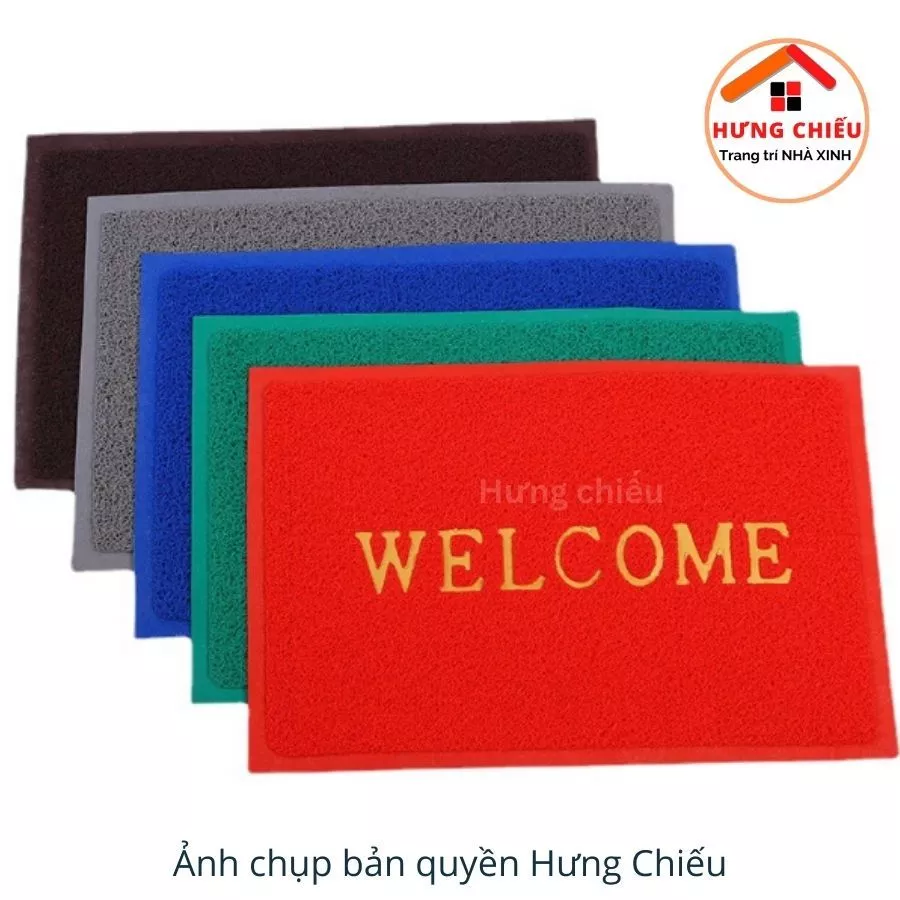 Thảm Chùi Chân phòng khách, phòng tắm Welcome nhựa PVC chống bụi dễ lau chùi - Hưng Chiếu ED24