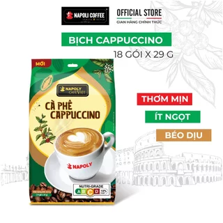 Cà phê hòa tan sữa đá Cappuccino Napoly Coffee từ Arabica/Robusta hạt SẠCH bổ sung Socola 29g/gói