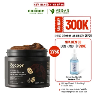 [NhậpVEGAN30K giảm 30k đơn từ 150k]Cà phê Đắk lắk làm sạch da chết COCOON 200ml (Dak lak coffee body polish)