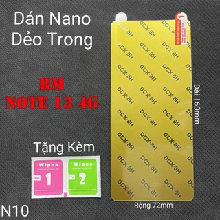 Dán Bảo Vệ Màn Hình Xiaomi Redmi Note 13 4G Dẻo Mỏng Trong Suốt Phủ Nano Chống Trầy Xước (N10)