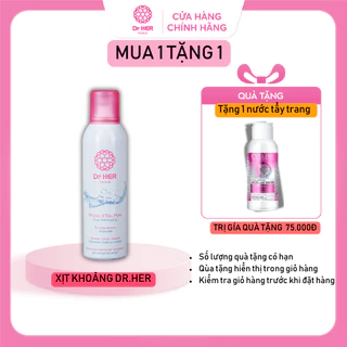 Xịt khoáng dưỡng ẩm DR.HER làm dịu mát da, giữ nền makeup lâu trôi TẶNG nước tẩy trang Evline Facemed 100ml