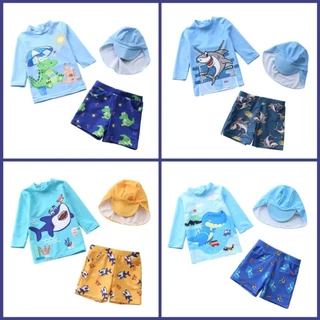 Bộ bơi bé trai MOON KIDS bộ bơi cộc tay chống nắng 3 chi tiết bé trai mẫu mới nhất D56