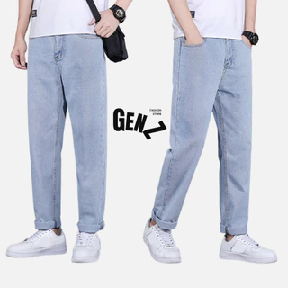 Quần bò baggy nam ống suông rộng màu xanh nhạt vải bò jeans xuất xịn C1 - GenZ Store HN