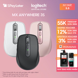 Chuột không dây Logitech MX Anywhere 3S Silent -Cuộn nhanh, 8000DPI, Sạc USB C, Bluetooth