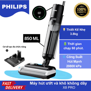 X8 Pro Thợ hút bụi không dây thông minh ướt và khô, Thợ hút bụi và lau sàn 2 trong 1.