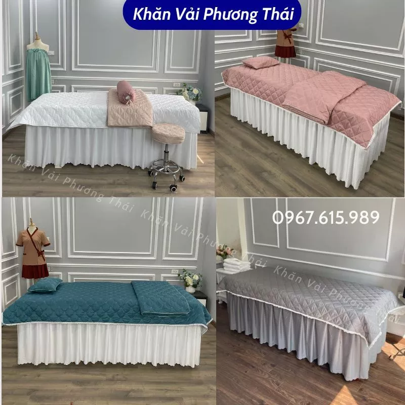 Tấm phủ giường cotton trần bông cho giường spa, kt 1m2*2m2